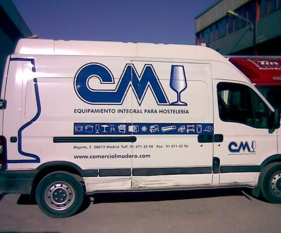 Comercial Madera - vinilo de corte con detalles en vinilo impreso